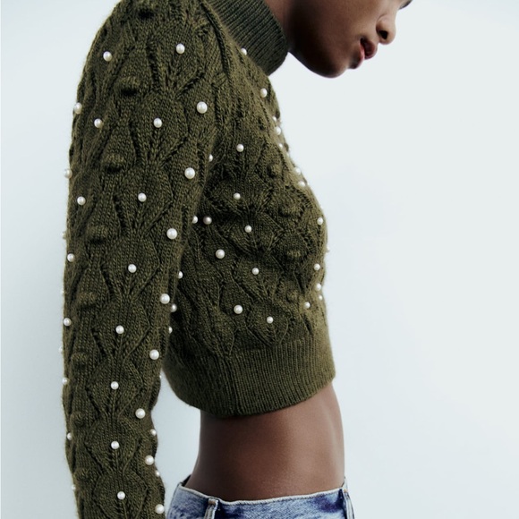 NWT Zara knit open back pearly sweater - Picture 6 of 6